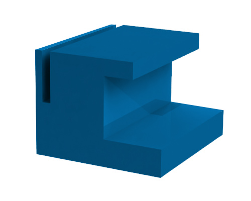 Gleitleiste Superfinish Typ GU, gerade, 50-8xx unten PE 1000 blau, 35 x 45 x 2000 mm, Aufstecknut 3, 0 mm +0, 2