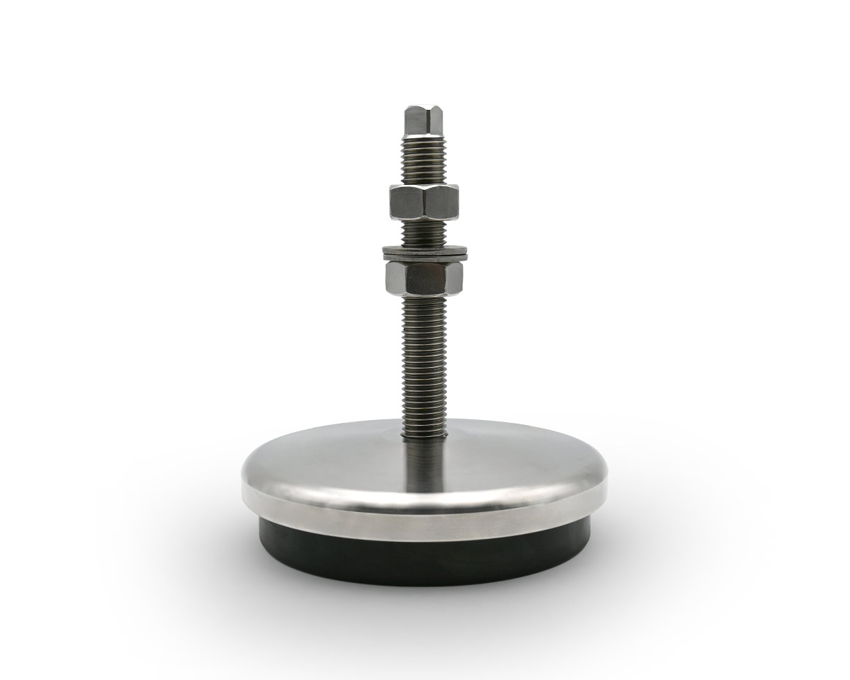 Element 1 von 3 (Bild) – Maschinenfuß / Stellfuß ANTIVIBRATION, Ø 84 mm Edelstahl, M12 x 75 mm, NBR