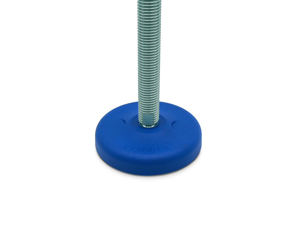 Element 3 von 3 (Bild) – Maschinenfuß / Gelenkfuß ECO30 PA blau, Ø 123 mm, M24 x 150 mm Stahl, Bohrungen