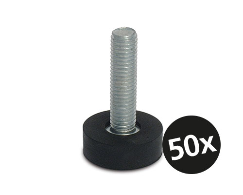 Maschinenfuß / Stellfuß MINI, Ø 30 mm, M10 x 35 mm Stahl, NBR, VPE 50 St