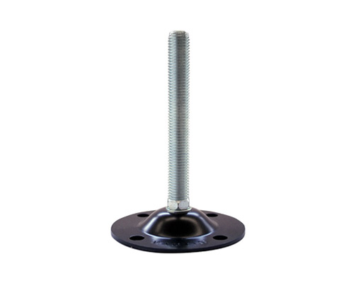 Levelling foot PRESSED steel black, Ø 123 mm, M20 x 150 mm, Drills