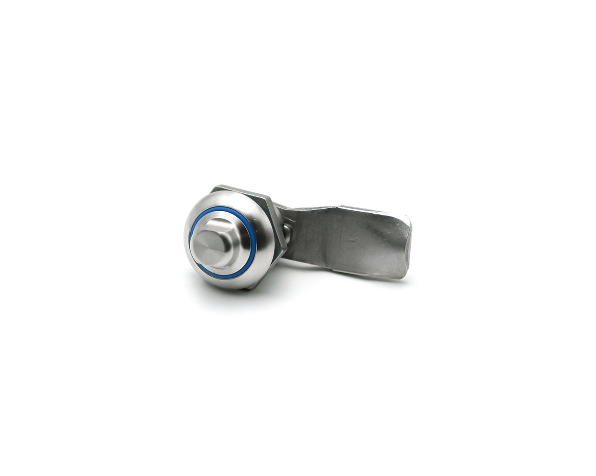 HYGIENIC Drehriegel 90° Typ D, Edelstahl, O-Ring Silikon blau, Ø 28 mm, H = 26 mm, Schutzart IP69K, Schlüsselfläche SW10