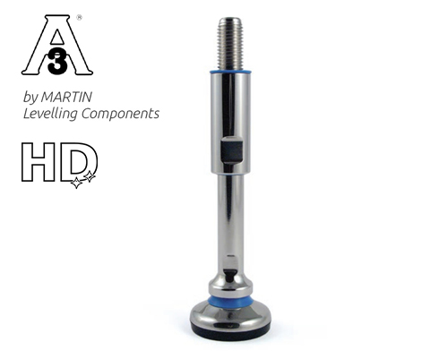 Levelling foot TEKNO-HYGIENIC 3-A, Ø 60 mm Stainless steel, M20 x 190 mm, NBR
