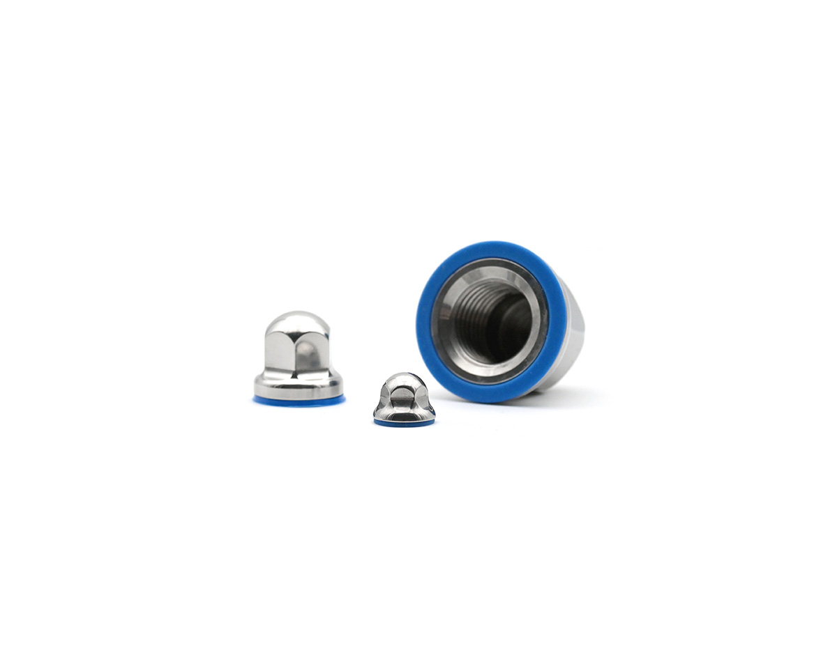 Hygienic 3-A nut M16 with blue silicone gasket