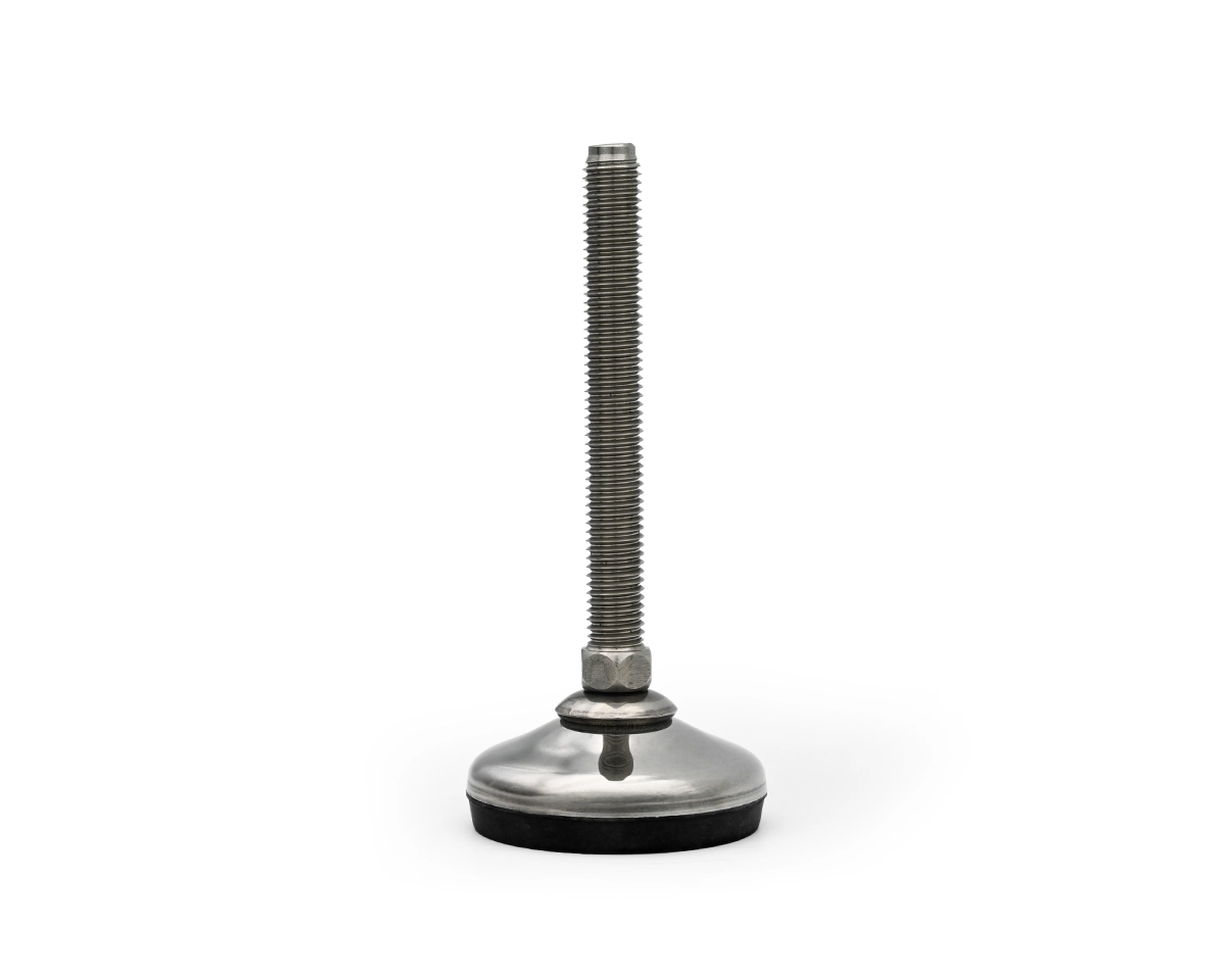 Maschinenfuß / Gelenkfuß VULCANIZED Edelstahl, Ø 60 mm, M14 x 150 mm, Hygiene, NBR