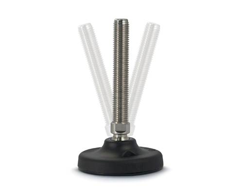 Levelling foot PA, Ø 83 mm, M16 x 125 mm Stainless steel, Drills