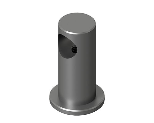 Edelstahl Halterung für Seitenführung, sandgestrahlt für Rundstab Ø 12h11 Befestigungsbohrung M6, H = 43 mm