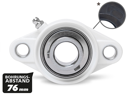 Element 2 of 3 (image) – MOVET® 2-hole flange bearing LNFL 201, housing white, MB stainless steel, Ø 12 mm