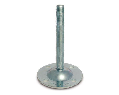 Maschinenfuß / Gelenkfuß BLECHTELLER Stahl, Ø 123 mm, M16 x 150 mm, Bohrungen