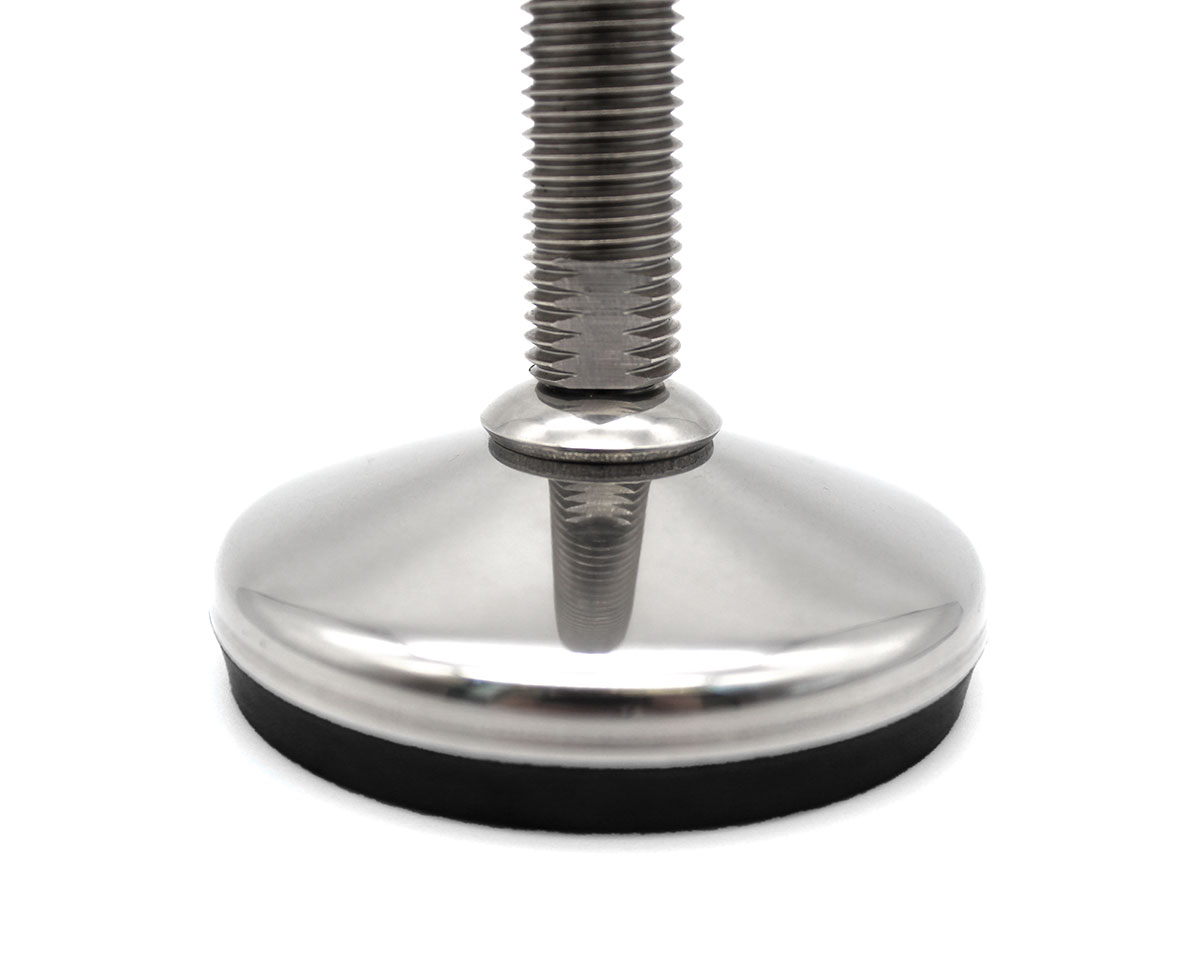 Element 2 von 3 (Bild) – Maschinenfuß / Gelenkfuß VULCANIZED Edelstahl, Ø 60 mm, M12 x 150 mm, Hygiene, NBR