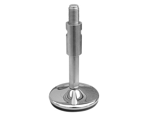 Gelenkfuß TEKNOCLEAN Sonderfuß, Ø 120 mm, Feingewinde M24x2 x 200 mm Edelstahl, Verstellweg 65 mm, Hülse 85 mm, Antirutsch