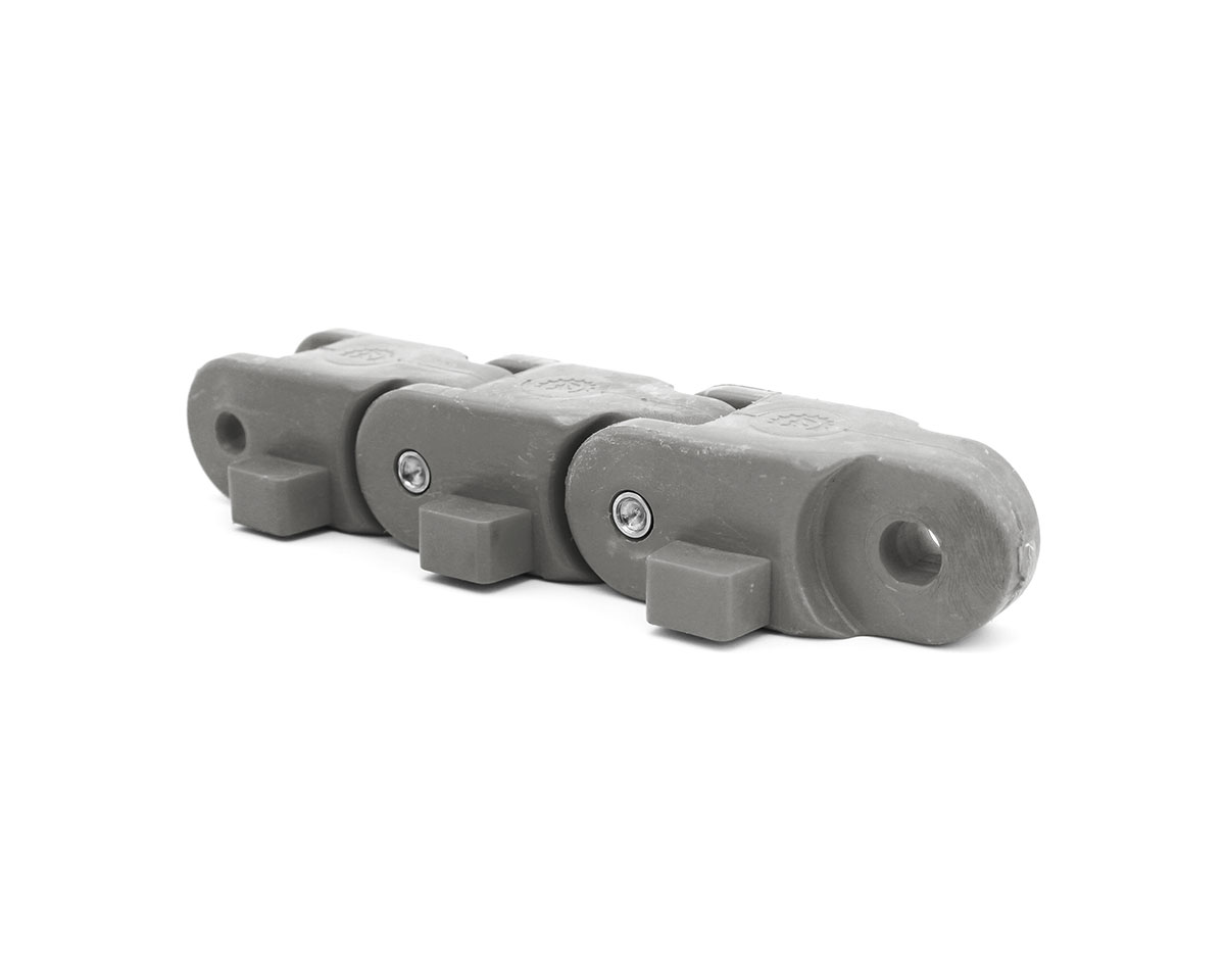 Knochenkette 2500 TAB, POM Dunkelgrau, Teilung 63, 5 mm, Bundlänge 3, 56 Meter