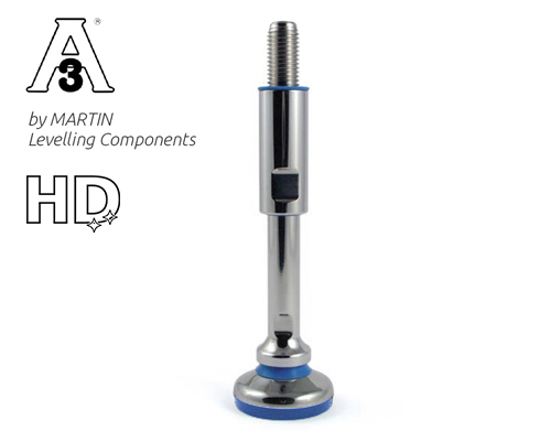 Maschinenfuß / Gelenkfuß TEKNO-HYGIENIC 3-A, Ø 50 mm Edelstahl, M16 x 190 mm, EPDM
