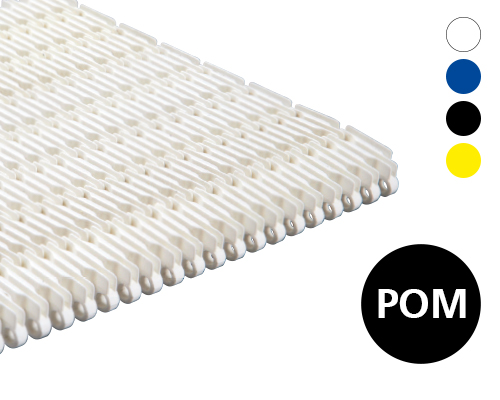 Modular plastic belt 25-420 lattice window transfer ribs, 14 % flow, p=25  POM natural, blue, FDA, USDA, FSIS