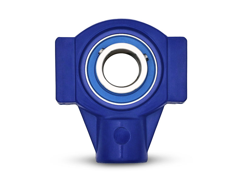 MOVET® Blue Hygiene Spannlager TPL 205, PBT Kunststoff Gehäuse blau, ohne Schmiernippel, MB Einsatz Edelstahl mit blauer