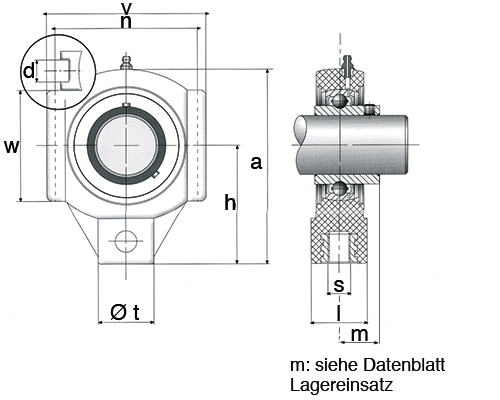 Element 3 of 3 (image) – MOVET® Take up bearing unit  TPL 201, housing white, MUC stainless steel, Ø 12 mm