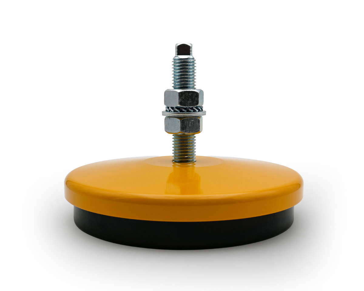 Element 1 of 4 (image) – Levelling foot ANTIVIBRATION, Ø 104 mm Steel, M14 x 125 mm, yellow, NBR