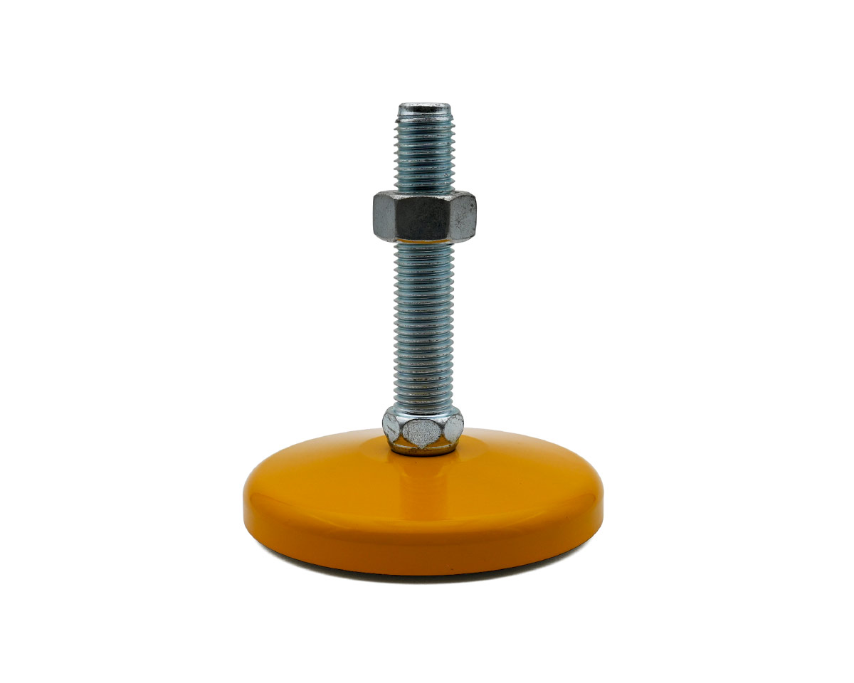 Element 3 von 4 (Bild) – Maschinenfuß / Stellfuß MASSIV Stahl, Ø 120 mm, M24 x 200 mm, gelb, NBR