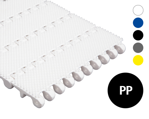 Modular belt 50-838 flat top, small nubs, p=50  PP white, grey, FDA, USDA, FSIS