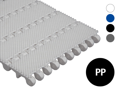 Modular belt 50-838 flat top, small nubs, p=50  PP white, grey, FDA, USDA, FSIS