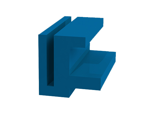 Gleitleiste Superfinish, Typ RU, Übergriff, Kurve unten, S25, PE 1000 blau, 30 x 30 x 2500 mm, Aufstecknut 3, 5 mm -0, 3