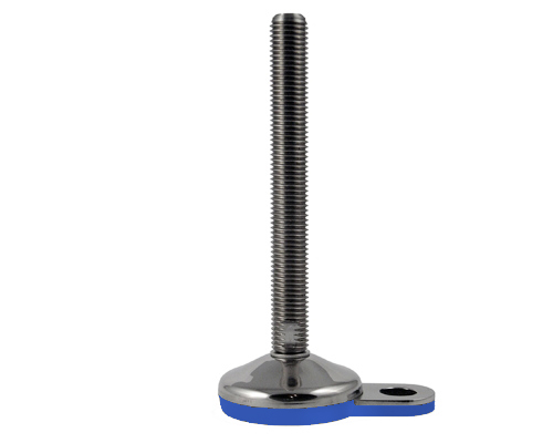 Levelling foot VULCANIZED stainless steel, Ø 100 mm Stainless steel, M16 x 225 mm, Lug, EPDM