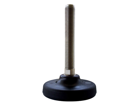 Maschinenfuß / Gelenkfuß PA, Ø 103 mm, M16 x 100 mm Edelstahl, Bohrungen, NBR