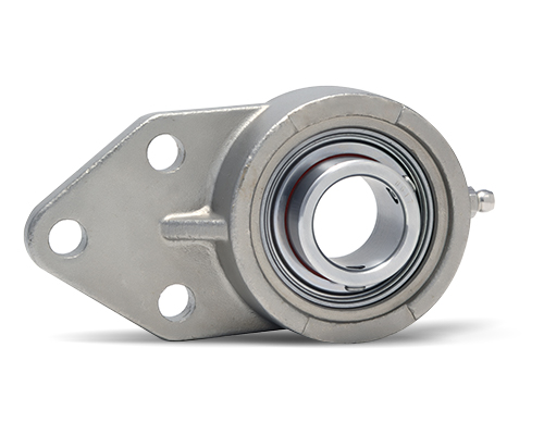 MOVET® 3-hole flange bearing SBL 206, housing inox, MBG excentric stainless steel, Ø 30 mm