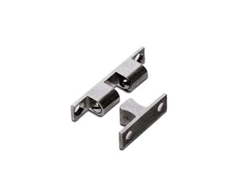 Verschluss-System vernickeltes Messing 49 x 9, Kugelschnäpper, einstellbare Edelstahl-Druckkugeln, Lochabstand 40, 8 mm