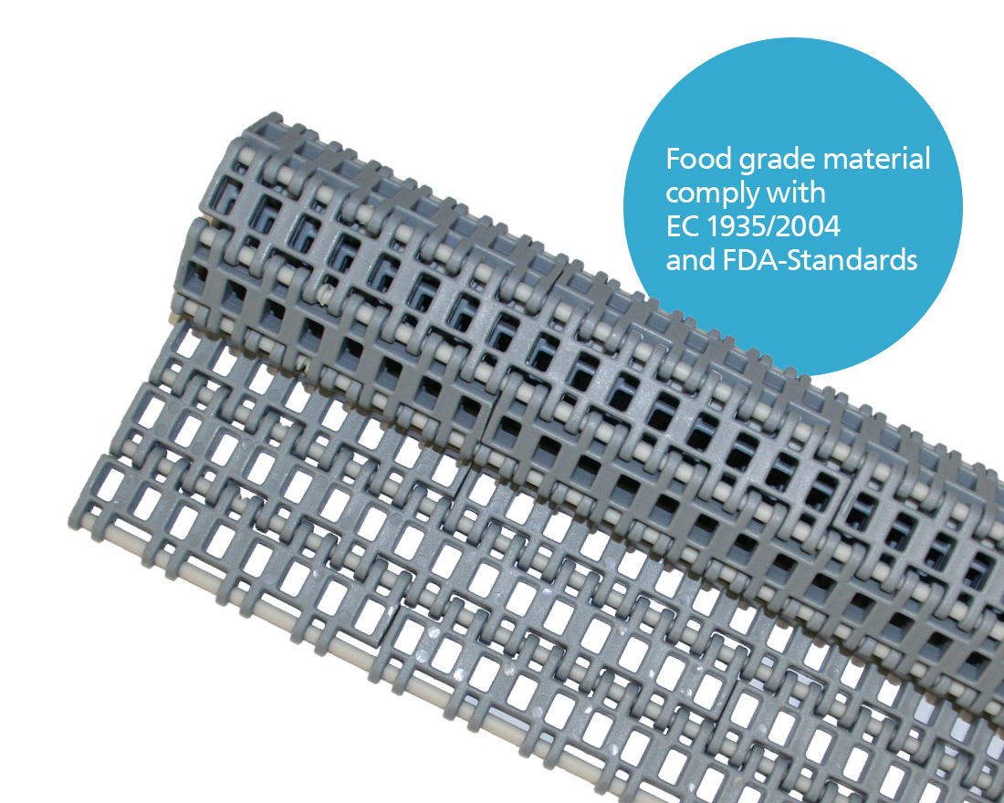 Element 2 von 2 (Bild) – Modulband für Vliesfilter 500 breit, 2500 lang, 5 Zahnräder  6 Zähne