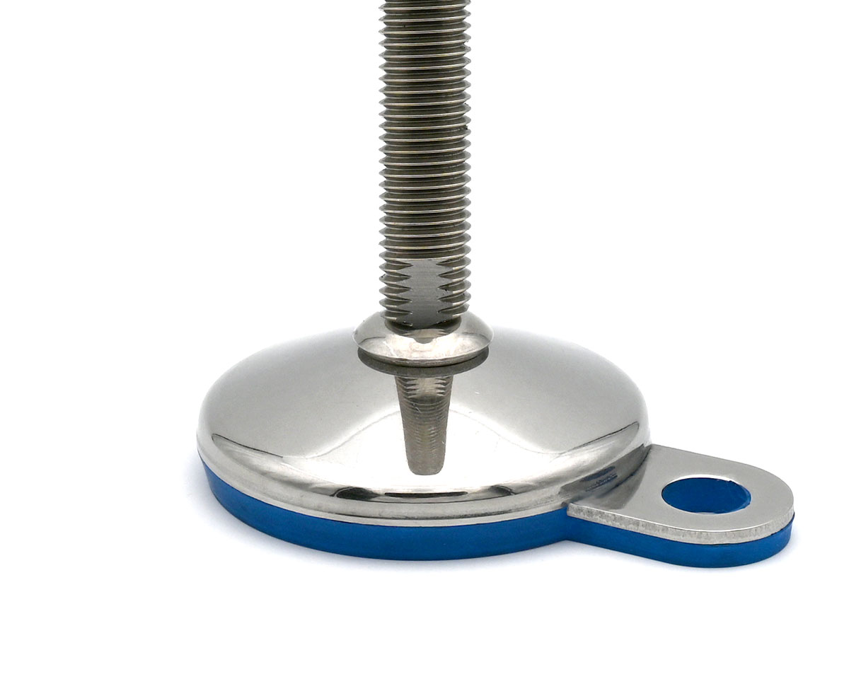 Element 2 von 3 (Bild) – Maschinenfuß / Gelenkfuß VULCANIZED Edelstahl, Ø 60 mm, M16 x 75 mm, Hygiene, Lasche, EPDM