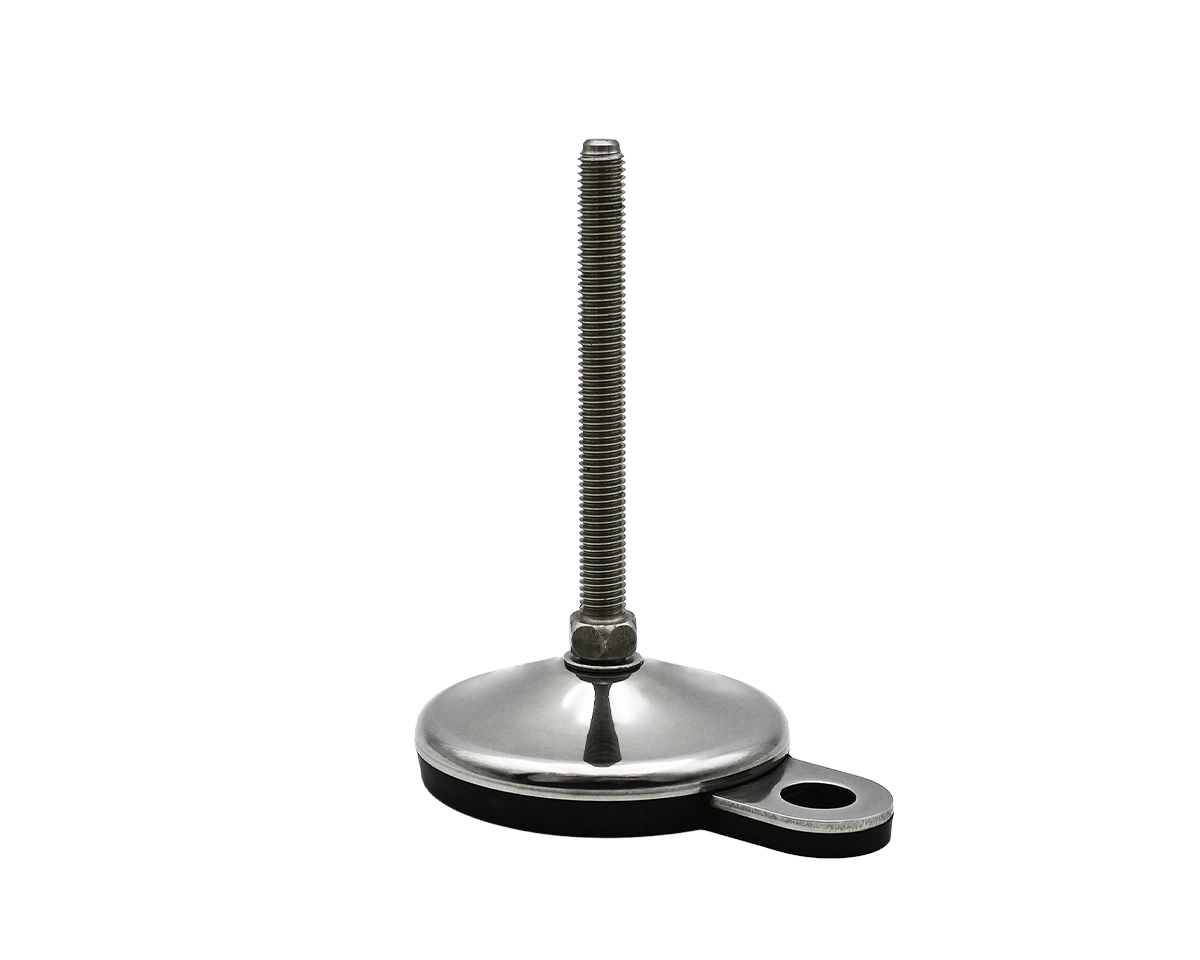 Maschinenfuß / Gelenkfuß VULCANIZED Edelstahl, Ø 80 mm, M12 x 100 mm, Lasche, NBR