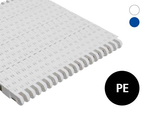 Modulband 50-610 perforierte Oberfläche, 1 mm Rippen, 9 % flow, p=50  PE, FDA, USDA, FSIS