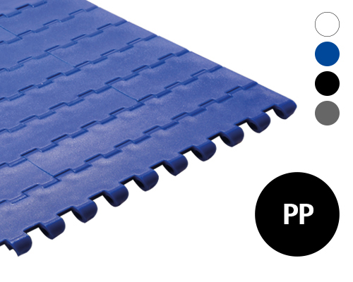 Modulband 50-808, in Weiß, Blau oder Grau mit geschlossene oberfläche, 50 mm Teilung, aus PP