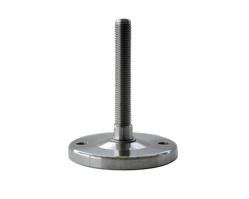 Maschinenfuß / Stellfuß MASSIV Edelstahl, Ø 100 mm, M16 x 150 mm, Bohrungen, NBR