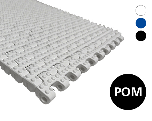 Modular plastic belt 12-438  closed surface, with nopps, 2 % flow, p=12,5  POM natural, blue, FDA, USDA, FSIS