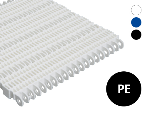 Modular belt 50-401 lattice-shaped surface, 61 % flow, p=50  PE natural, blue, FDA, USDA, FSIS