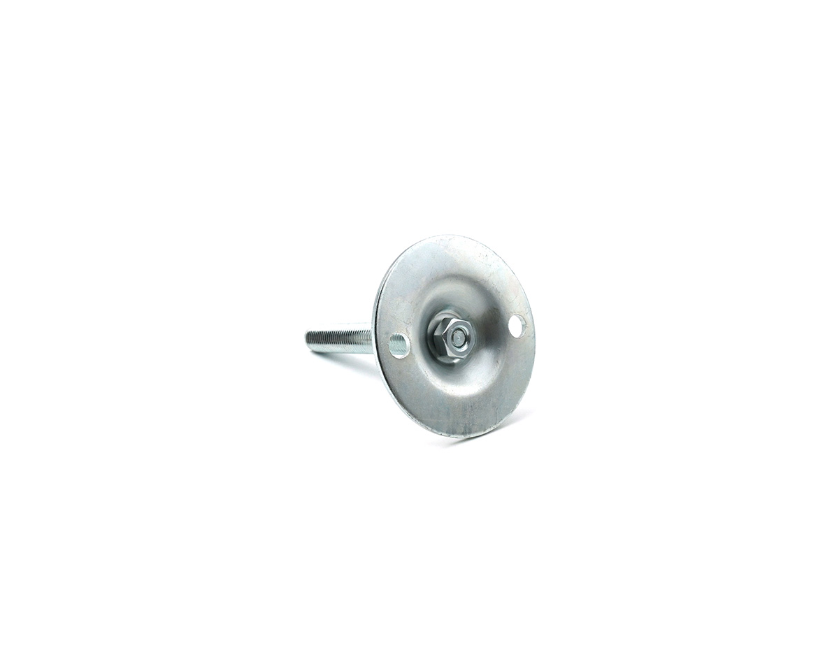 Element 2 von 2 (Bild) – Maschinenfuß / Gelenkfuß BLECHTELLER Stahl, Ø 85 mm, M16 x 100 mm, Bohrungen