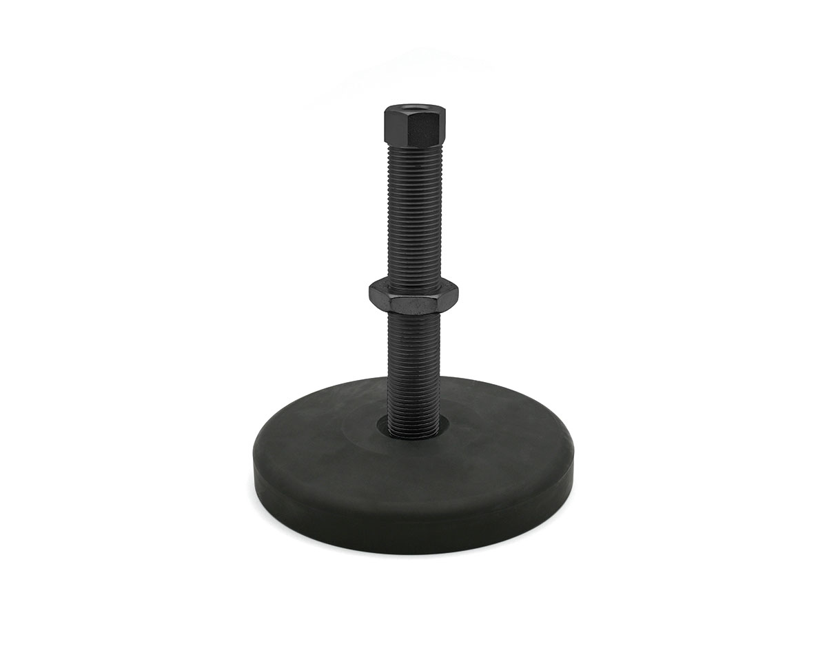 Maschinenfuß / Stellfuß TEKNOFIX, Ø 120 mm, Feingewinde M35x2 x 100 mm Stahl, komplett schwarz phosphatiert, inkl.