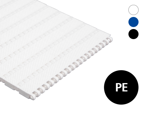 Modular plastic belt 25-418 closed pyramid surface, 2 % flow, p=25  PE natural, blue, FDA, USDA, FSIS