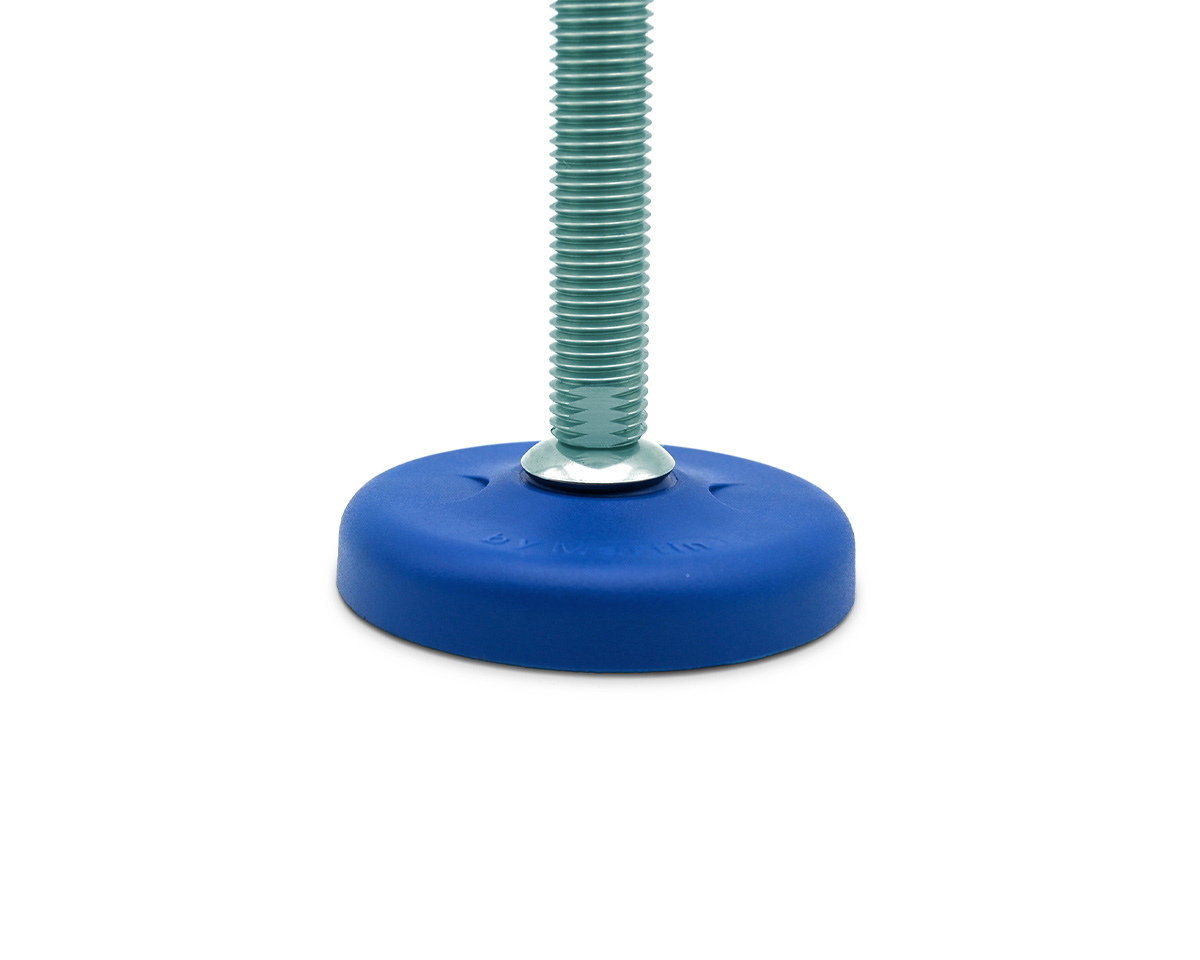 Element 2 von 3 (Bild) – Maschinenfuß / Gelenkfuß ECO16 PA blau, Ø 83 mm, M16 x 150 mm Stahl, Bohrungen