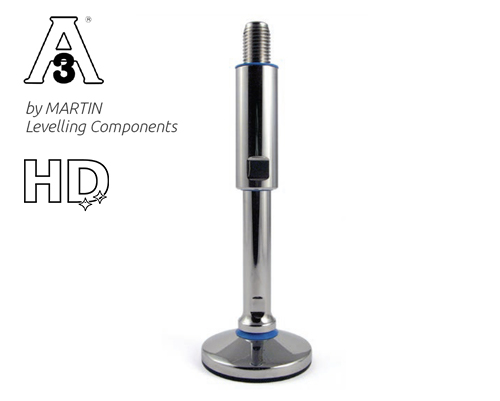 Levelling foot TEKNO-HYGIENIC 3-A, Ø 80 mm Stainless steel, M24 x 140 mm, NBR