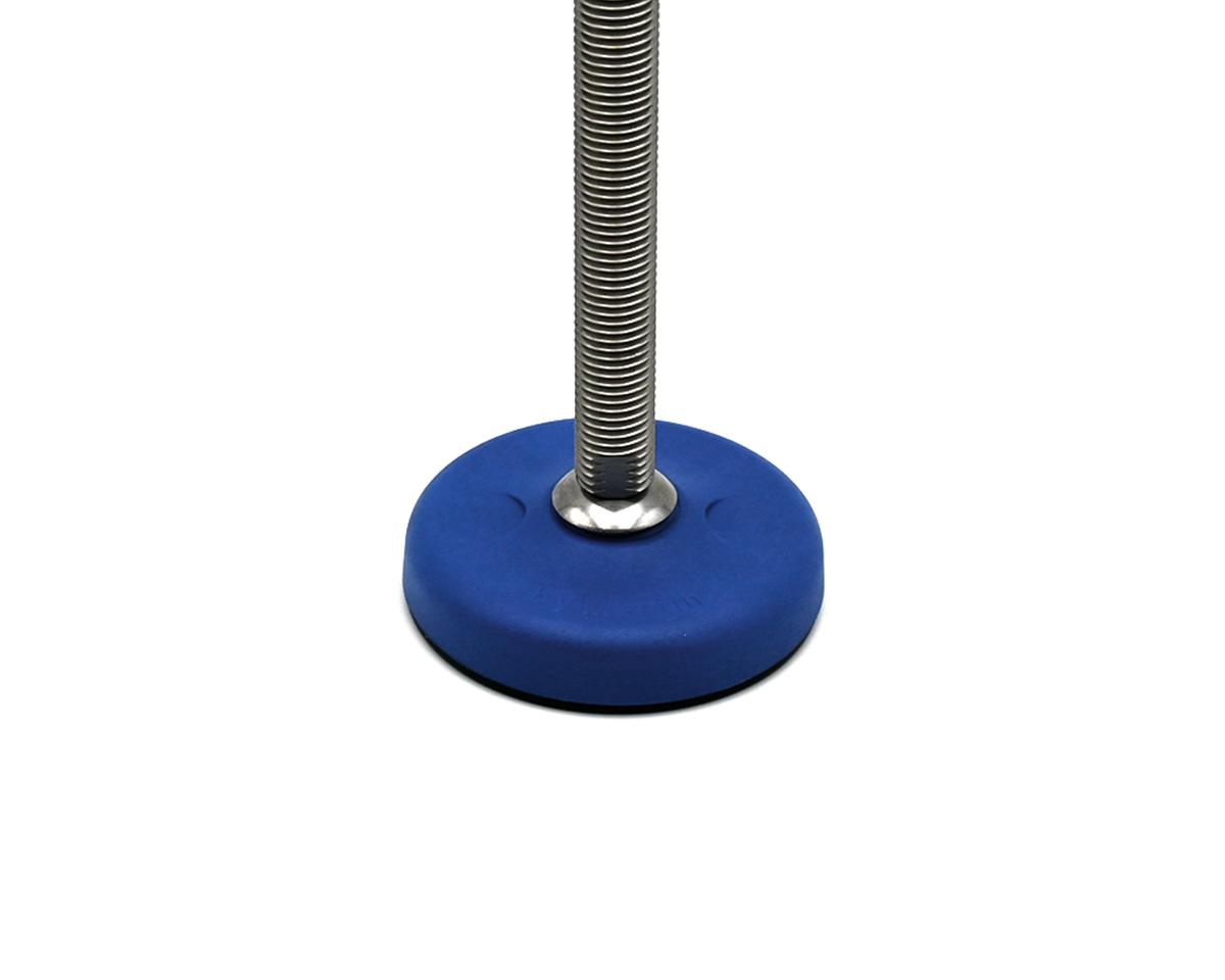 Element 3 von 3 (Bild) – Maschinenfuß / Gelenkfuß ECO16 PA blau, Ø 83 mm, M24 x 150 mm Edelstahl, Bohrungen, NBR
