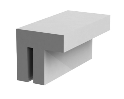 Gleitleiste Superfinish, Typ RH, Kurve, S25 mit Haken, PE 1000 natur, 25 x 25 x 2500 mm, Aufstecknut 3, 5 mm -0, 3