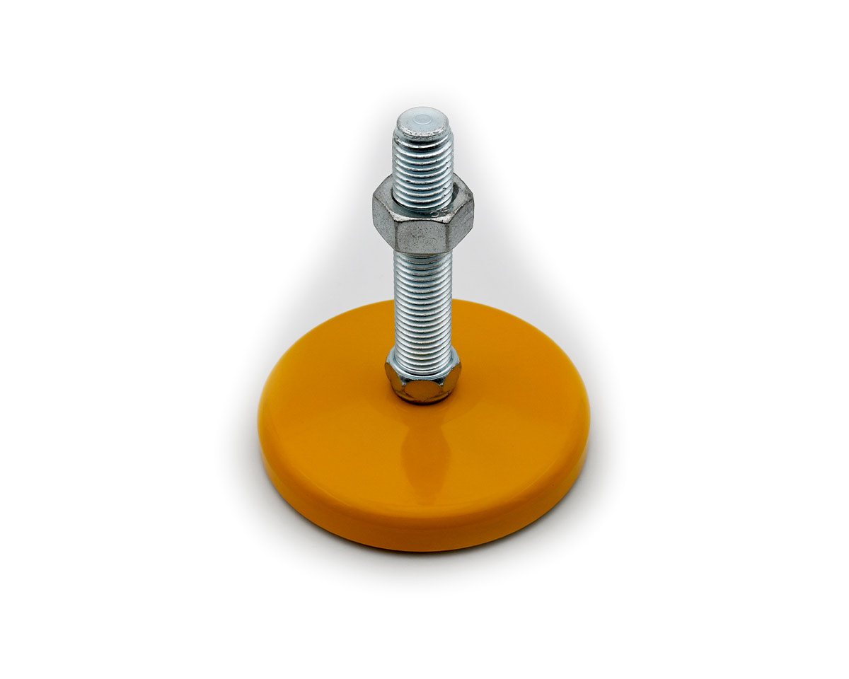 Element 2 von 4 (Bild) – Maschinenfuß / Stellfuß MASSIV Stahl, Ø 120 mm, M24 x 200 mm, gelb, NBR