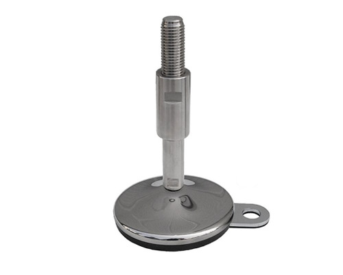 Gelenkfuß TEKNOCLEAN Sonderfuß, Ø 100 mm, Feingewinde M24x2 x 200 mm Edelstahl, Verstellweg 65 mm, Hülse 85 mm, Lasche Ø 15