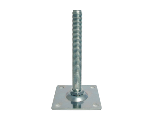 Maschinenfuß / Gelenkfuß BLECHTELLER Stahl, 100 x 100 mm, M20 x 150 mm, Bohrungen