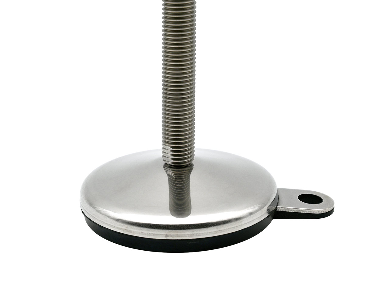 Element 2 von 3 (Bild) – Maschinenfuß / Gelenkfuß VULCANIZED Edelstahl, Ø 120 mm, M20 x 150 mm, Lasche, NBR
