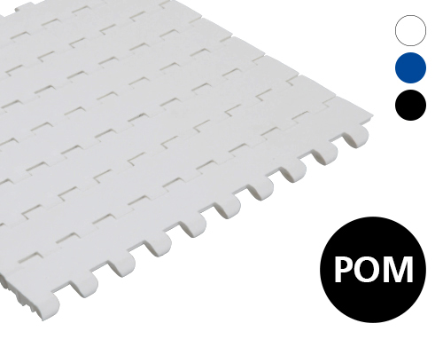 Modular plastic belt 25-800 closed surface, 2 % flow,  p=25  POM natural, blue, FDA, USDA, FSIS