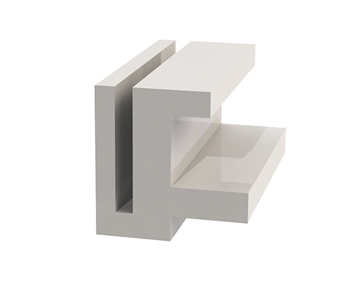 Gleitleiste Superfinish, Typ RU, Übergriff, Kurve unten, S25, PE 1000 natur, 30 x 30 x 2500 mm, Aufstecknut 3, 5 mm -0, 3